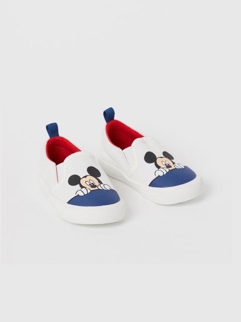 

H&M Girls Mickey Mouse Print Canvas Slip-On Trainers, White