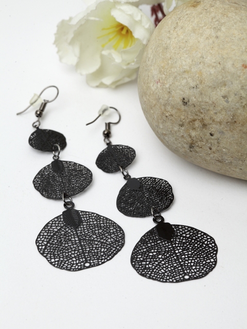 

Stoln Black Circular Drop Earrings