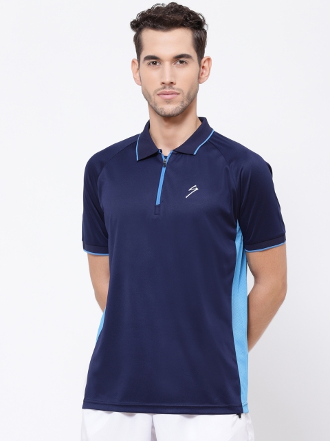 

SG Men Navy Blue Solid Polo Collar T-shirt
