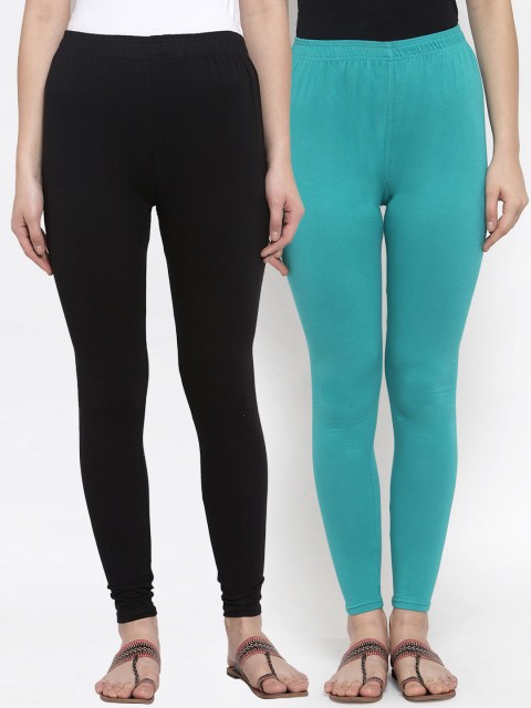 

TAG 7 Women Pack Of 2 Solid Leggings, Black