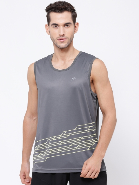 

SG Men Grey Solid Round Neck Sleeveless T-shirt