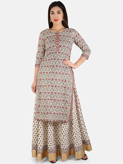

Laabha Women Multicoloured Embroidered Straight Kurta, Multi