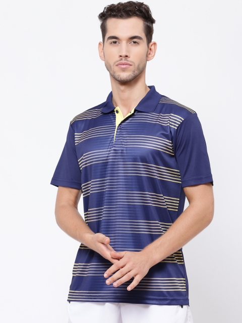 

SG Men Navy Blue Striped Polo Collar T-shirt