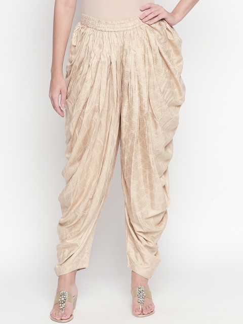 

AKKRITI BY PANTALOONS Women Beige & Gold-Coloured Relaxed-Fit Printed Dhoti Pants