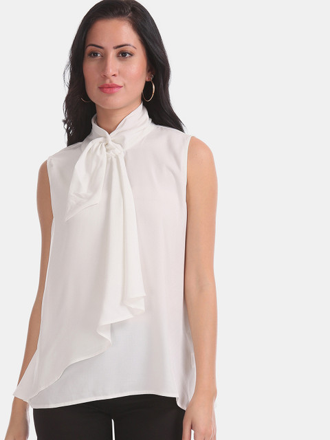 

ELLE Women White Self Design Top