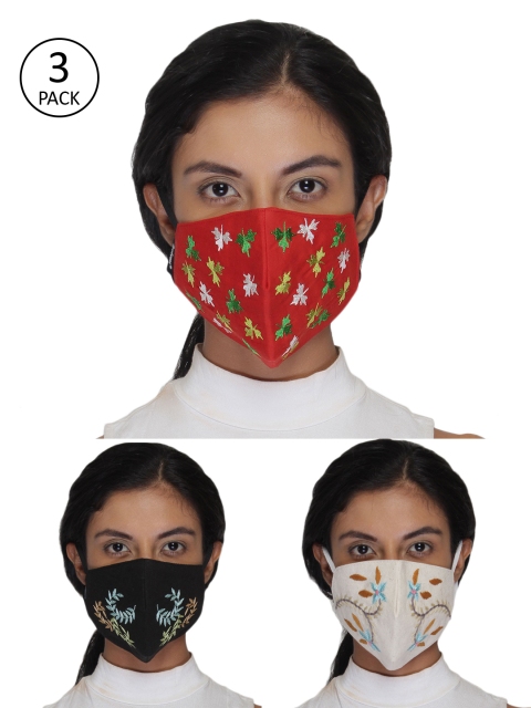 

Anekaant Women Pack Of 3 3-Ply Reusable Cloth Mask, Multi