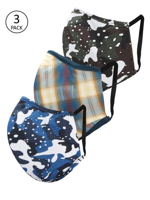 

Peter England Men Assorted Pack of 3 3-Ply Reusable Fabric Mask
