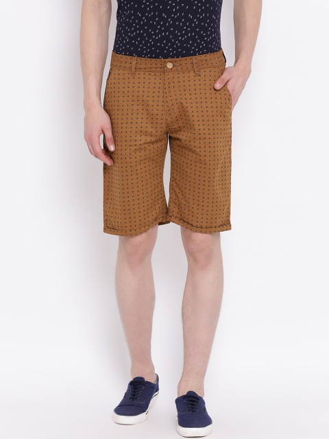 

Crimsoune Club Men Brown Printed Slim Fit Regular Shorts