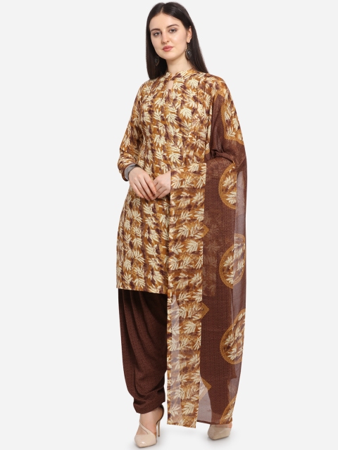 

Ethnic Junction Brown Poly Crepe Unstitched Dress Material