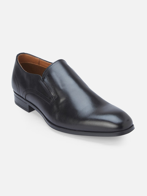 

ALDO Men Black Solid Leather Formal Slip-Ons