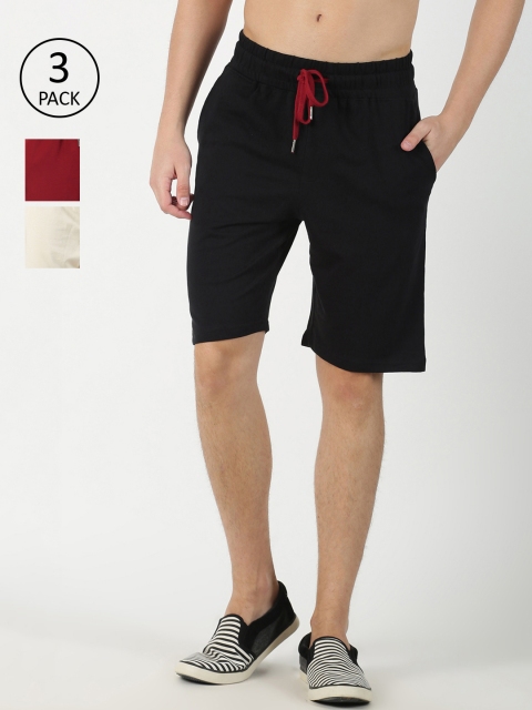 

Blue Saint Men Pack of 3 Solid Regular Fit Chino Shorts, Multi