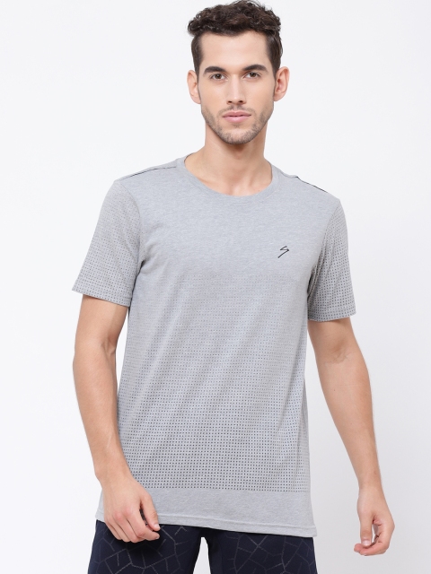 SG Men Grey Solid Round Neck T-shirt