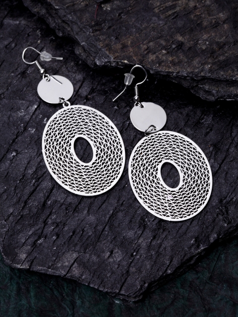 

Stoln Silver-Toned Circular Drop Earrings