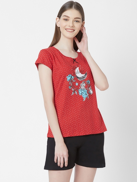 

Juliet Women Red & Black Printed Night suit