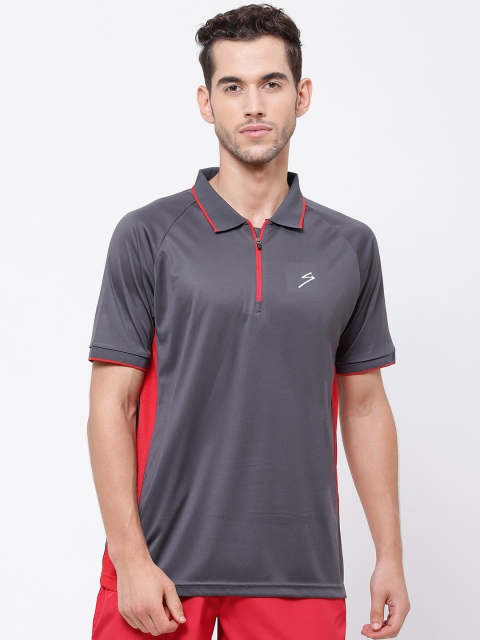 

SG Men Grey Solid Polo Collar T-shirt