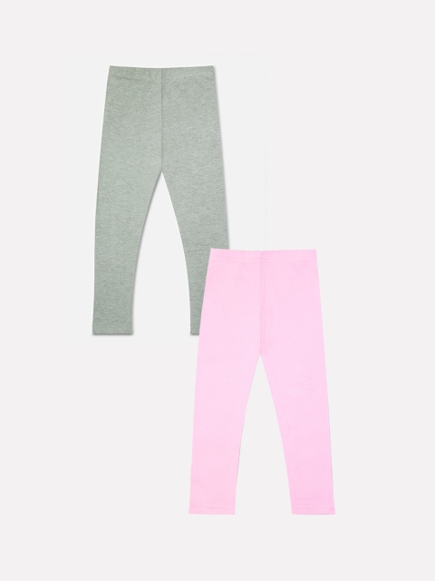 

Miss & Chief Girls Pack Of 2 Solid Ankle-Length Leggings, Grey