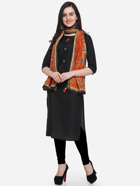 

Stylee LIFESTYLE Women Black Silk Blend Solid Kurti