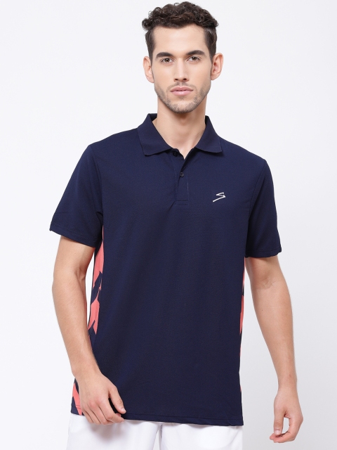 

SG Men Navy Blue Printed Polo Collar T-shirt