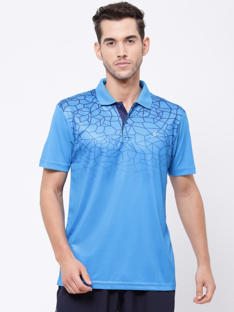 

SG Men Blue Printed Polo Collar T-shirt