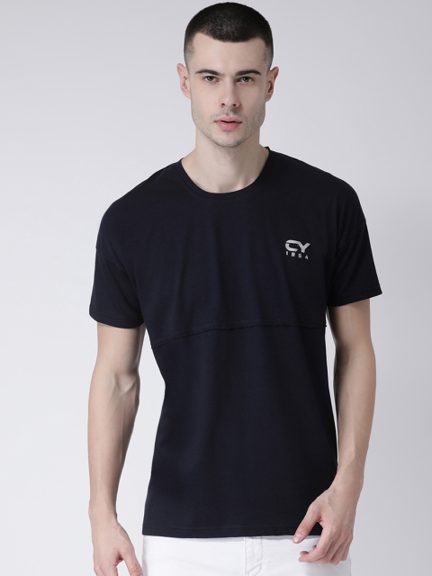 

Club York Men Navy Blue Solid Round Neck T-shirt