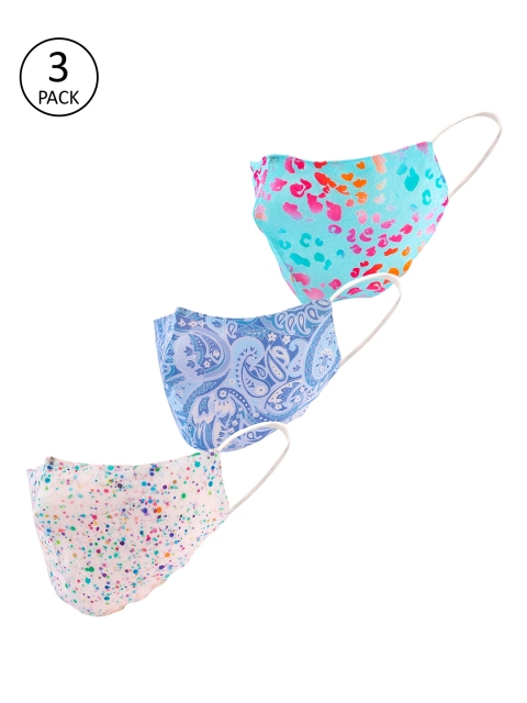 

LEGAL BRIBE Women Multicoloured Pack of 3 Printed 3-Ply Reusable Cloth Masks, Multi