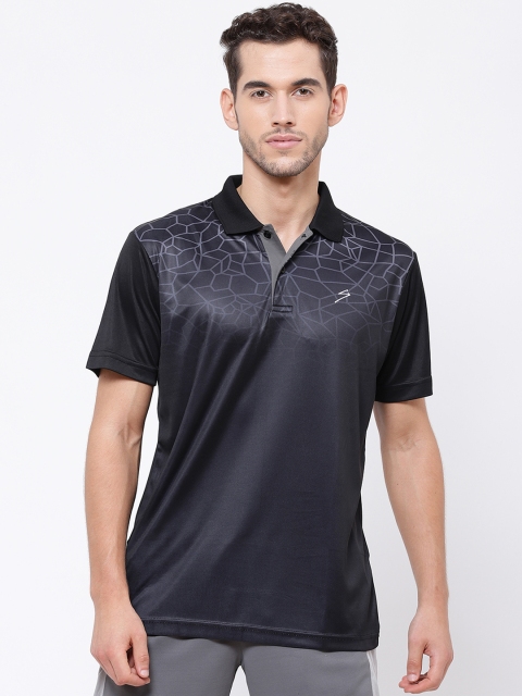 

SG Men Black Printed Polo Collar Sports T-shirt