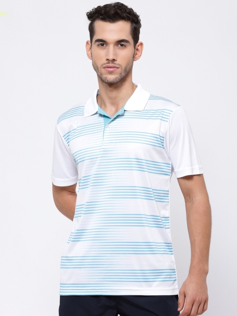 

SG Men White & Blue Striped Polo Collar T-shirt