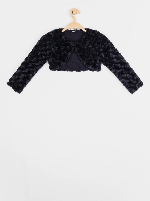 

Peppermint Girls Navy Blue Solid Open Front Shrug