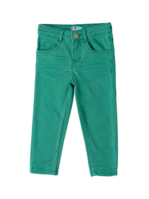 

Kid Studio Boys Green Custom Slim Fit Solid Chinos