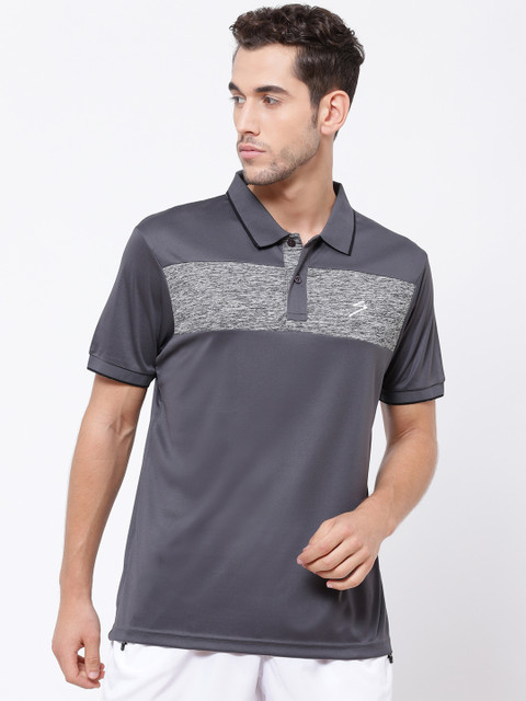 

SG Men Grey Colourblocked Polo Collar T-shirt