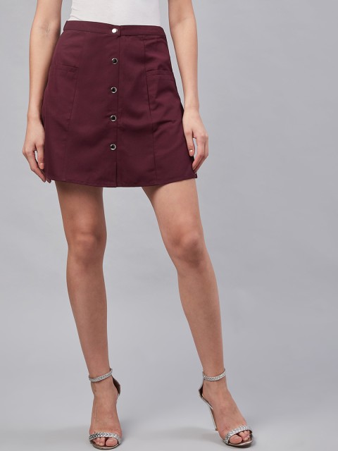 

Marie Claire Women Maroon Solid A-Line Mini Skirt