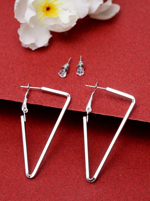 

Stoln Silver-Toned Triangular Drop Earrings
