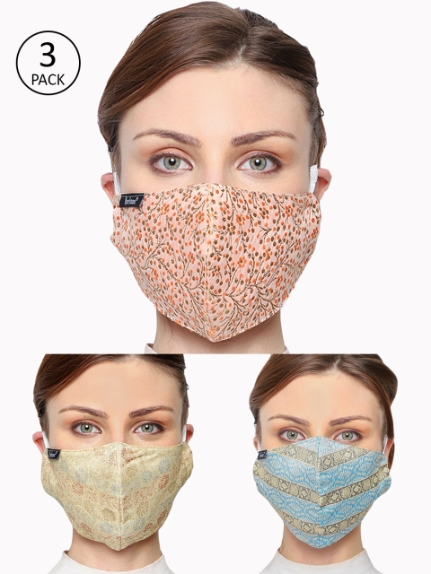 

Anekaant Women Pack of 3 Pcs Multicoloured Reusable 3-Ply Protective Outdoor Masks, Multi