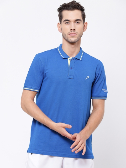 

SG Men Blue Solid Polo Collar T-shirt