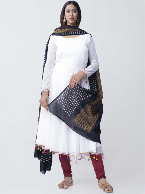 

Unnati Silks Black & Beige Printed Dupatta