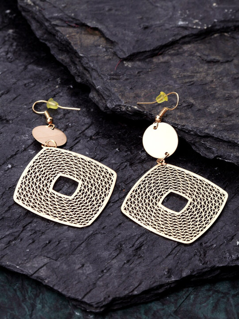 

Stoln Gold-Toned Contemporary Drop Earrings
