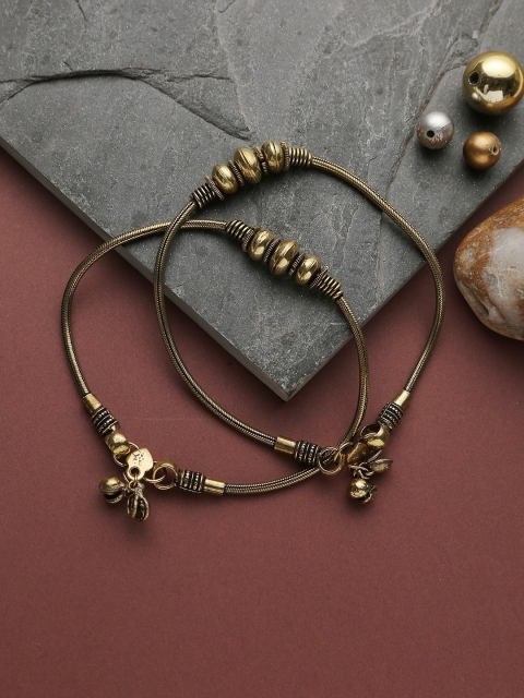 

Infuzze Set Of 2 Oxidised Gold-Plated Anklets