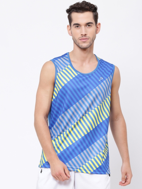 SG Men Blue Striped Round Neck T-shirt