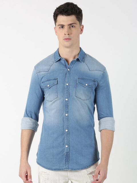 

Blue Saint Men Blue Regular Fit Solid Casual Shirt