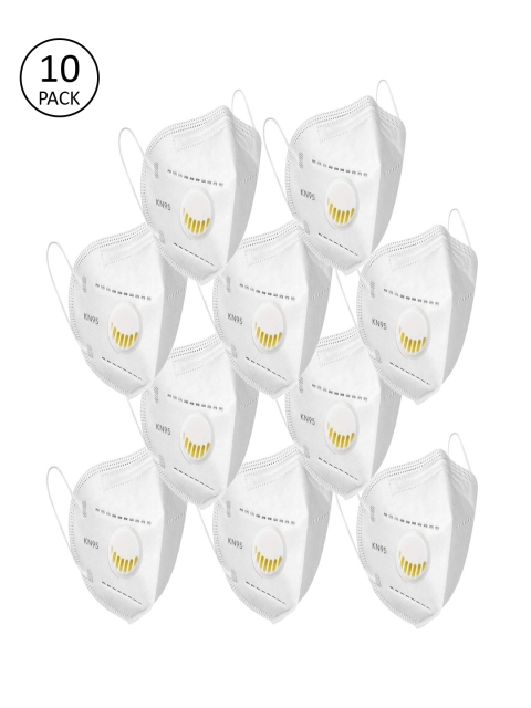 

OOMPH Unisex Pack of 10 Pcs White Reusable 5-Ply KN95 Masks With Respirator Valve