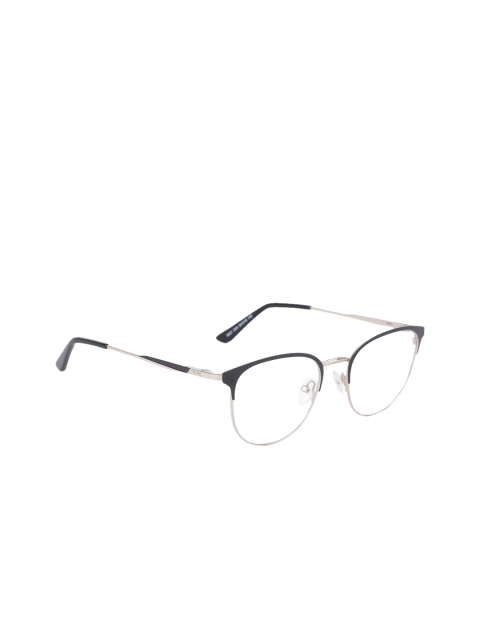 

MARC LOUIS Unisex Black & Silver-Toned Colourblocked Half Rim Wayfarer Frames