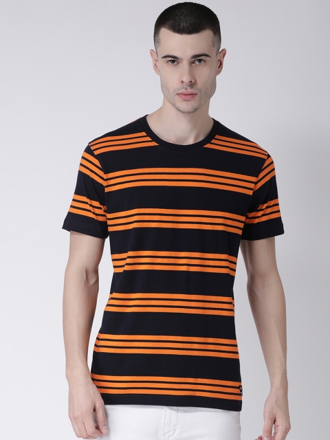 

Club York Men Navy Blue Striped Round Neck T-shirt