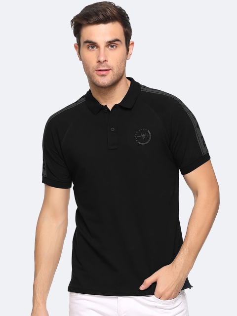 

BLACK BUCK Men Black Solid Polo Collar T-shirt
