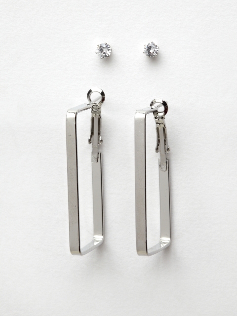 

Stoln Silver-Toned Contemporary Drop Earrings