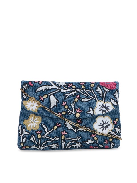 

Diwaah Blue & White Embellished Handmade Sling Bag