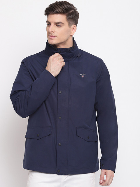 

GANT Men Navy Blue Solid Bomber Jacket