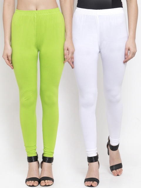 

TAG 7 Women Pack Of 2 Solid Churidar-Length Leggings, White