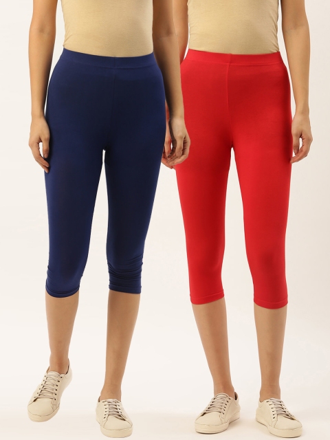 

Leading Lady Pack Of 2 Solid Capris, Blue