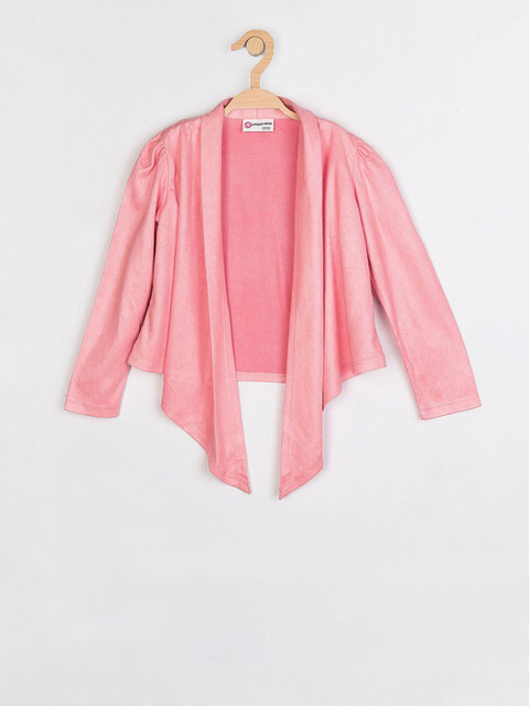 

Peppermint Girls Pink Solid Open Front Shrug