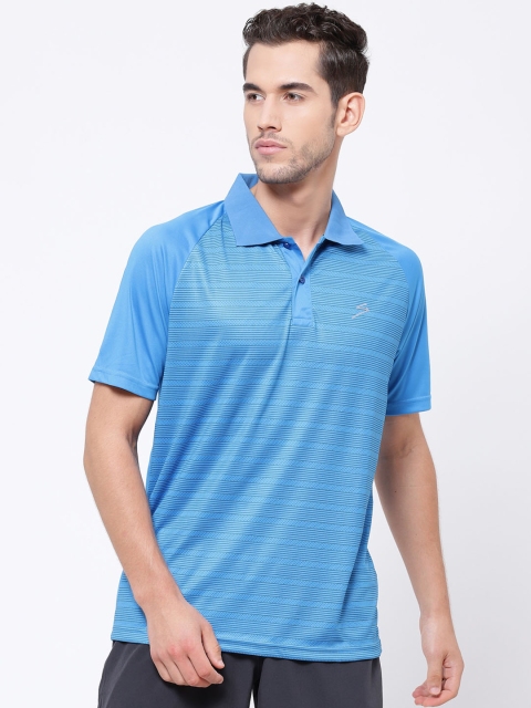 

SG Men Blue Striped Polo Collar T-shirt